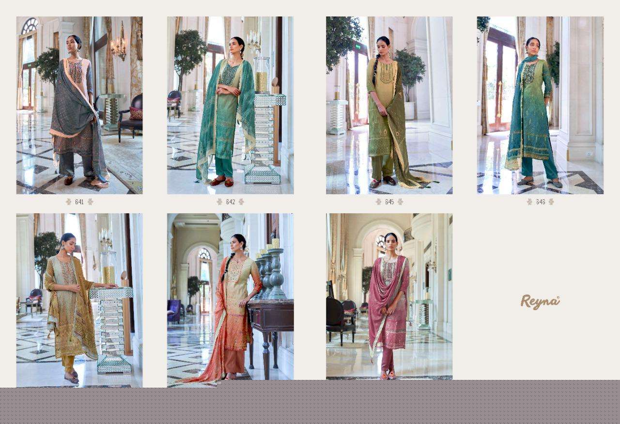 ROOH BY REYNA 641 TO 647 SERIES BEAUTIFUL SUITS COLORFUL STYLISH FANCY CASUAL WEAR & ETHNIC WEAR PURE BEMBERG SILK DIGITAL PRINT WITH WORK DRESSES AT WHOLESALE PRICE