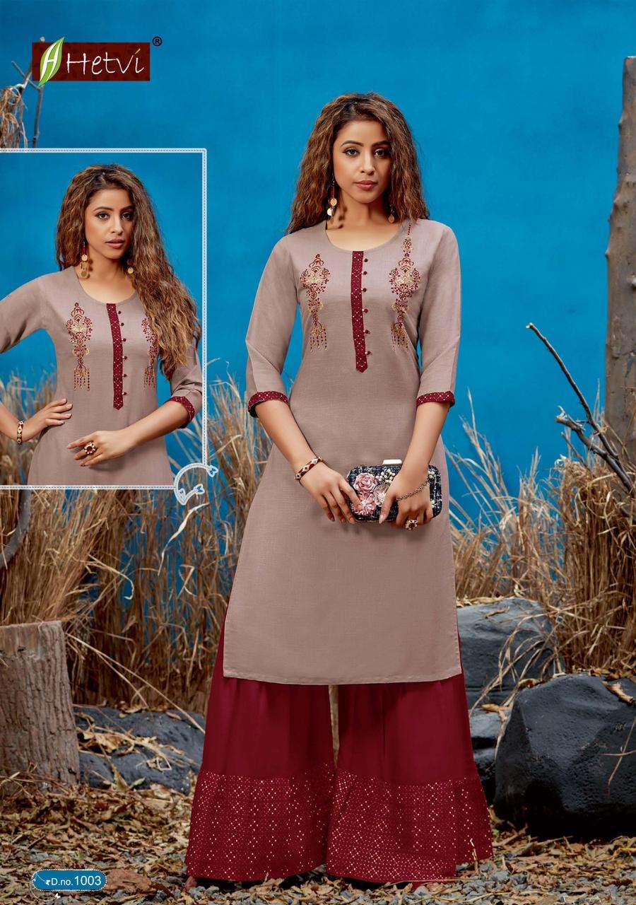 RANI BY HETVI 1001 TO 1006 SERIES DESIGNER STYLISH FANCY COLORFUL BEAUTIFUL PARTY WEAR & ETHNIC WEAR COLLECTION RAYON SLUB KURTIS WITH BOTTOM AT WHOLESALE PRICE