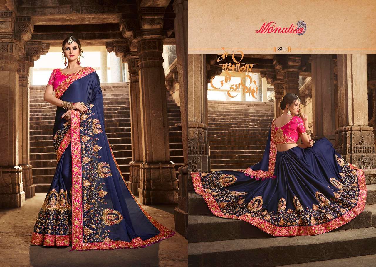 Monalisa 801 Series By Monalisa 801 To 812 Series Designer Wedding Collection Beautiful Stylish Fancy Colorful Party Wear & Occasional Wear Silk/ Modal Sarees At Wholesale Price