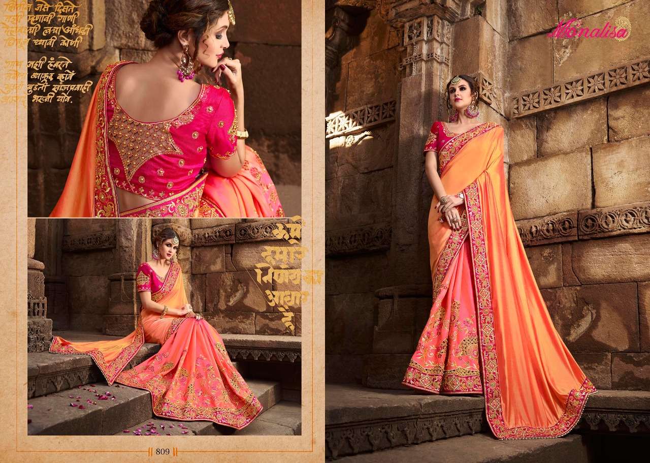 Monalisa 801 Series By Monalisa 801 To 812 Series Designer Wedding Collection Beautiful Stylish Fancy Colorful Party Wear & Occasional Wear Silk/ Modal Sarees At Wholesale Price