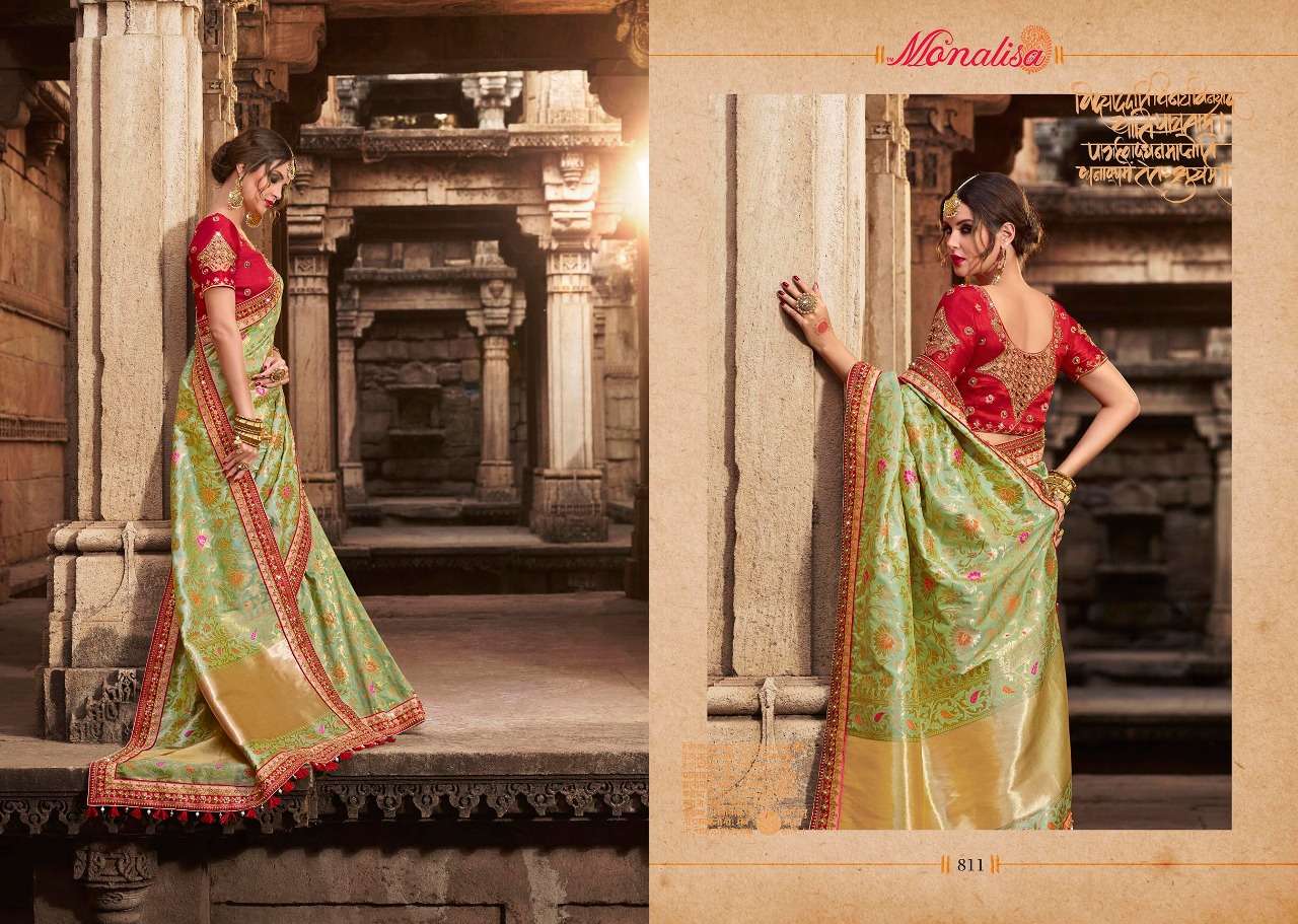 Monalisa 801 Series By Monalisa 801 To 812 Series Designer Wedding Collection Beautiful Stylish Fancy Colorful Party Wear & Occasional Wear Silk/ Modal Sarees At Wholesale Price