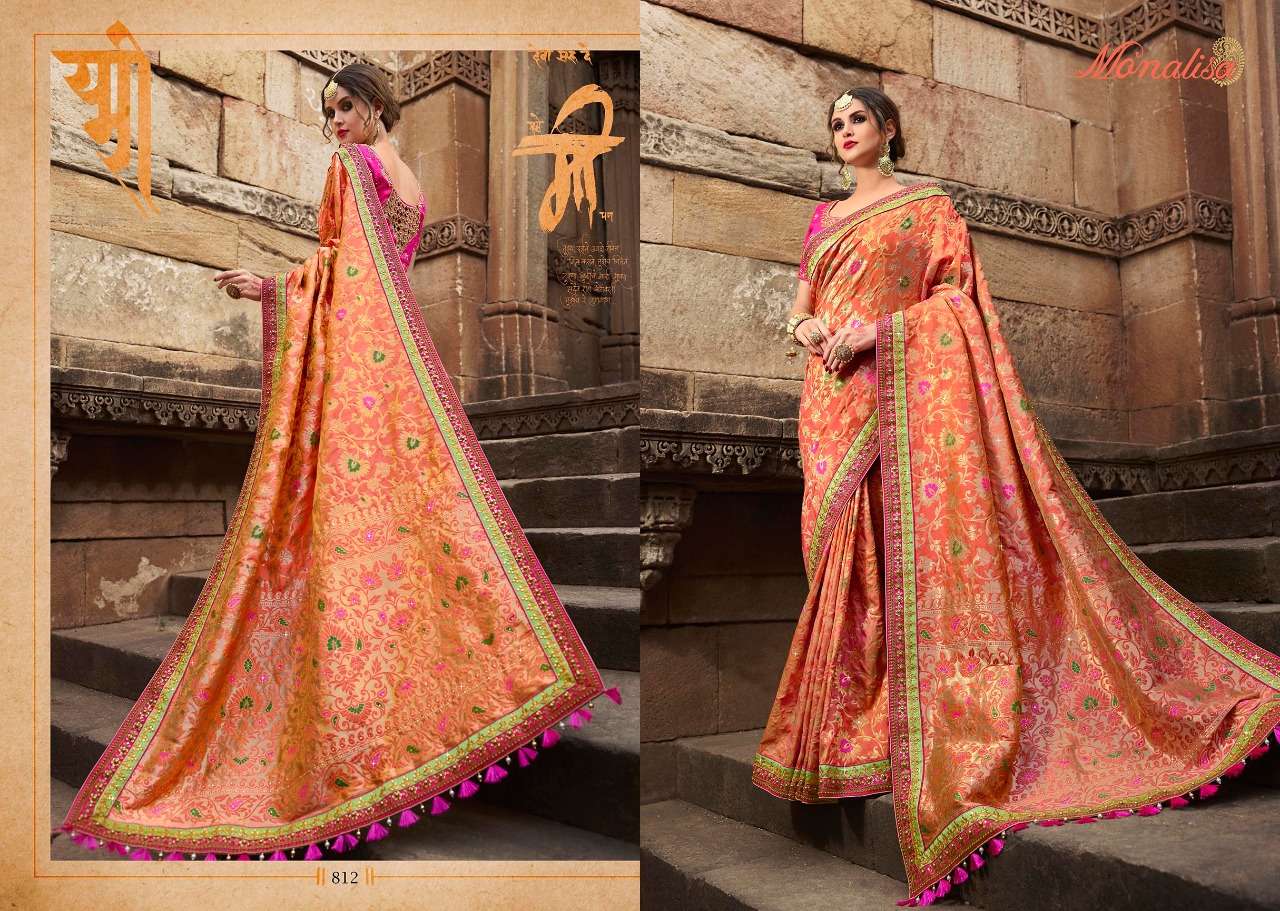 Monalisa 801 Series By Monalisa 801 To 812 Series Designer Wedding Collection Beautiful Stylish Fancy Colorful Party Wear & Occasional Wear Silk/ Modal Sarees At Wholesale Price