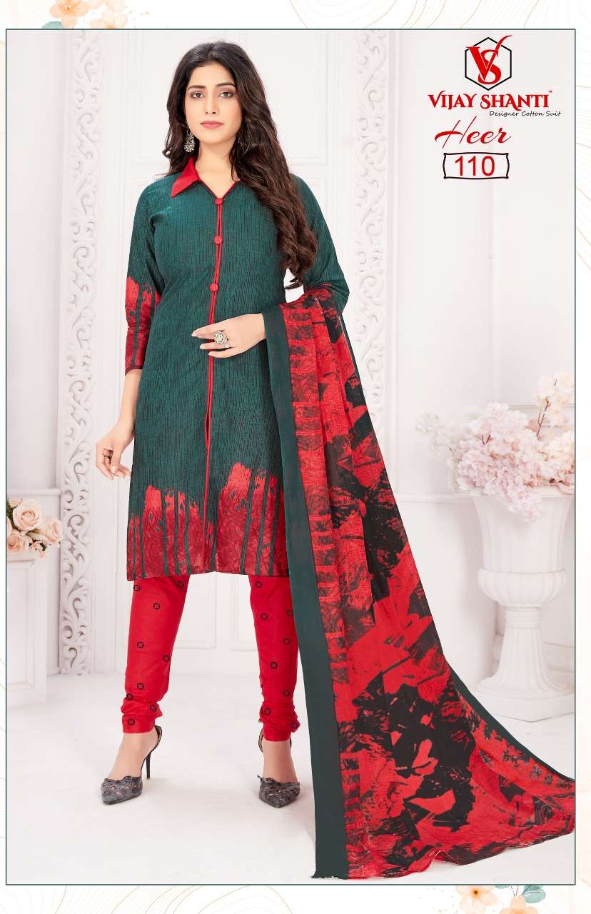 HEER BY VIJAY SHANTI 108 TO 125 SERIES BEAUTIFUL SUITS COLORFUL STYLISH FANCY CASUAL WEAR & ETHNIC WEAR HEAVY COTTON PRINT DRESSES AT WHOLESALE PRICE