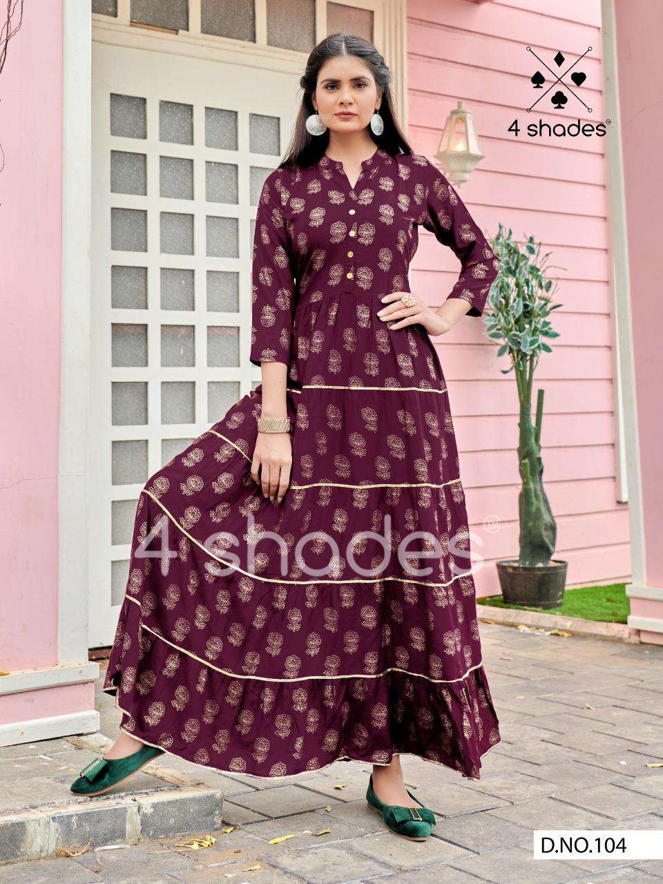 SUNDARI BY 4 SHADES 101 TO 106 SERIES BEAUTIFUL STYLISH FANCY COLORFUL CASUAL WEAR & ETHNIC WEAR COTTON PRINT GOWNS AT WHOLESALE PRICE