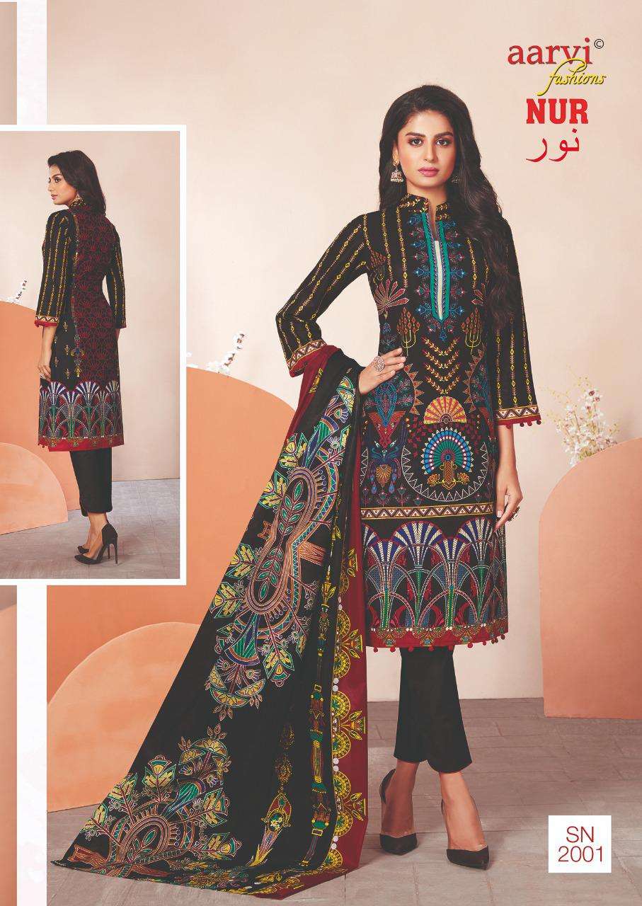 NUR VOL-2 BY AARVI FASHION 2001 TO 2010 SERIES BEAUTIFUL SUITS COLORFUL STYLISH FANCY CASUAL WEAR & ETHNIC WEAR LAWN PRINT DRESSES AT WHOLESALE PRICE