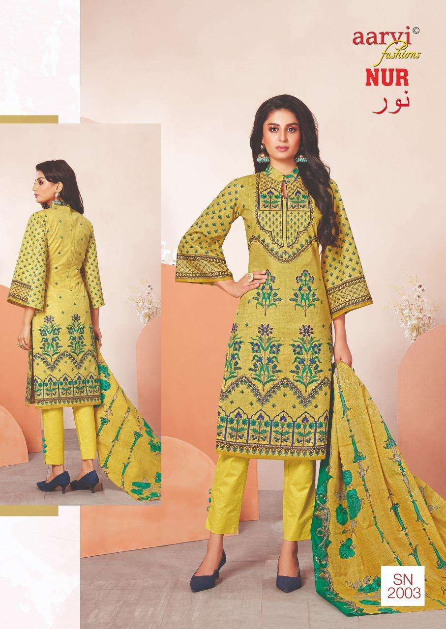 NUR VOL-2 BY AARVI FASHION 2001 TO 2010 SERIES BEAUTIFUL SUITS COLORFUL STYLISH FANCY CASUAL WEAR & ETHNIC WEAR LAWN PRINT DRESSES AT WHOLESALE PRICE
