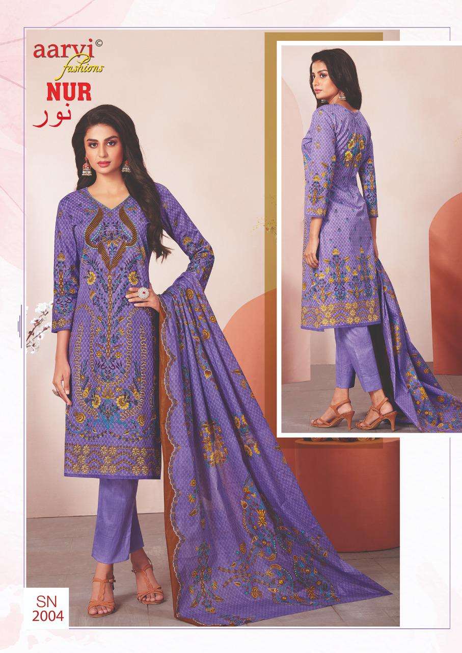 NUR VOL-2 BY AARVI FASHION 2001 TO 2010 SERIES BEAUTIFUL SUITS COLORFUL STYLISH FANCY CASUAL WEAR & ETHNIC WEAR LAWN PRINT DRESSES AT WHOLESALE PRICE