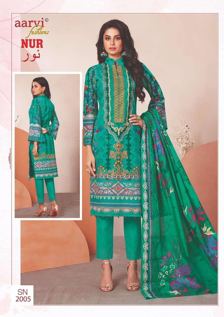 NUR VOL-2 BY AARVI FASHION 2001 TO 2010 SERIES BEAUTIFUL SUITS COLORFUL STYLISH FANCY CASUAL WEAR & ETHNIC WEAR LAWN PRINT DRESSES AT WHOLESALE PRICE
