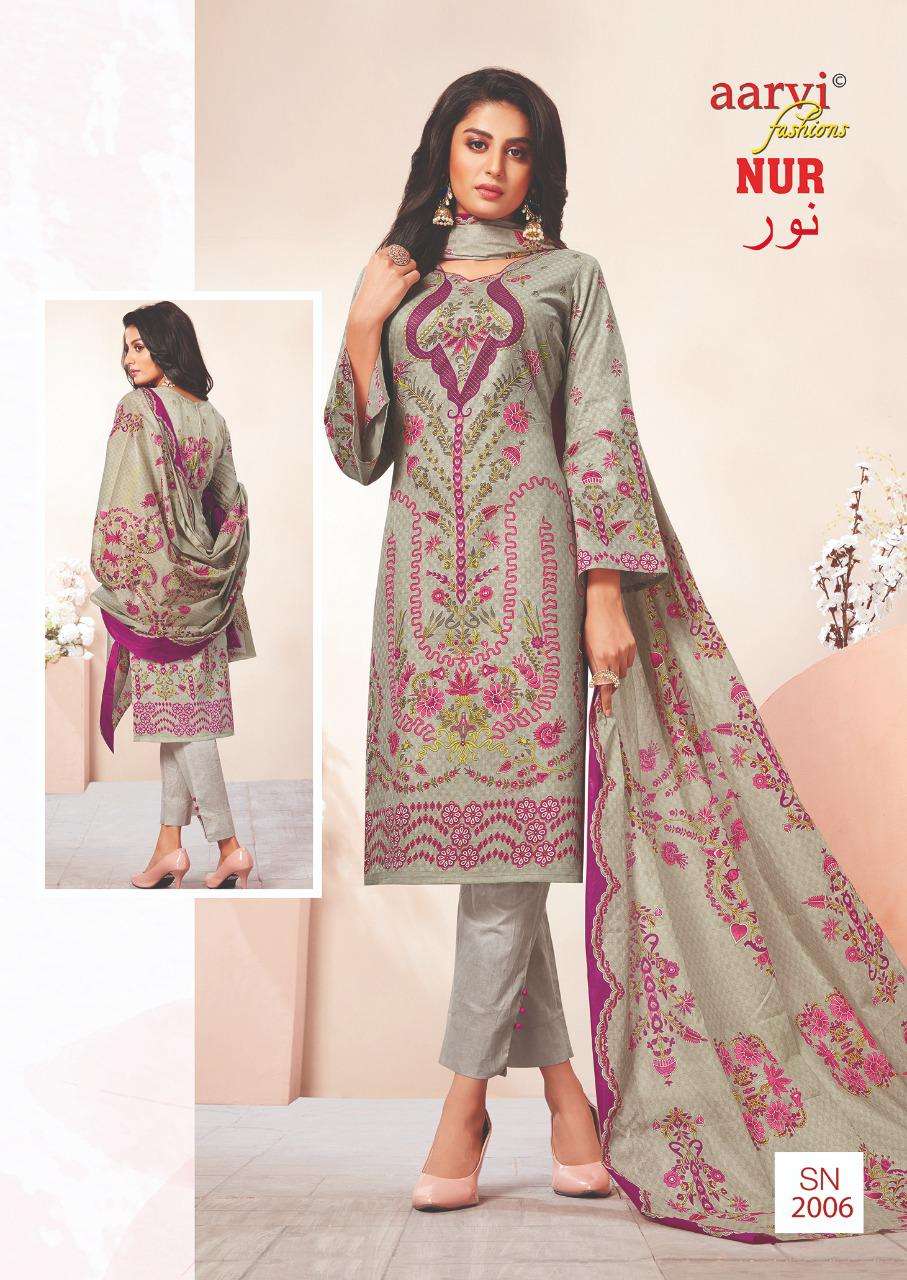 NUR VOL-2 BY AARVI FASHION 2001 TO 2010 SERIES BEAUTIFUL SUITS COLORFUL STYLISH FANCY CASUAL WEAR & ETHNIC WEAR LAWN PRINT DRESSES AT WHOLESALE PRICE