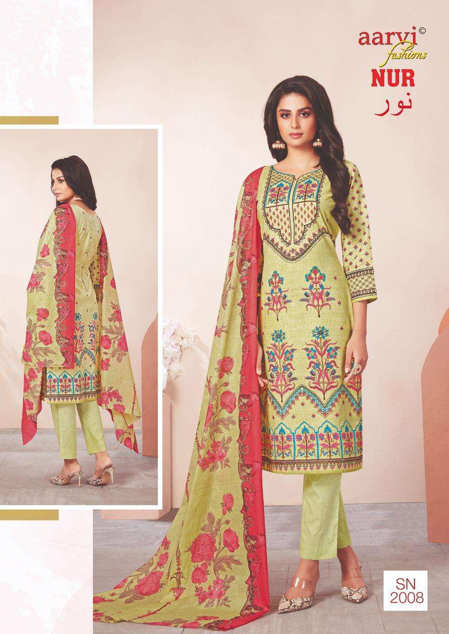 NUR VOL-2 BY AARVI FASHION 2001 TO 2010 SERIES BEAUTIFUL SUITS COLORFUL STYLISH FANCY CASUAL WEAR & ETHNIC WEAR LAWN PRINT DRESSES AT WHOLESALE PRICE