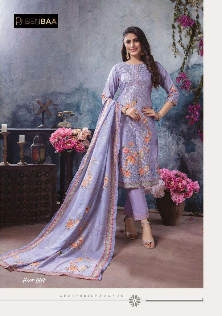 HEER BY BENBAA 001 TO 006 SERIES BEAUTIFUL SUITS COLORFUL STYLISH FANCY CASUAL WEAR & ETHNIC WEAR PURE HEAVY JAM SILK PRINT DRESSES AT WHOLESALE PRICE