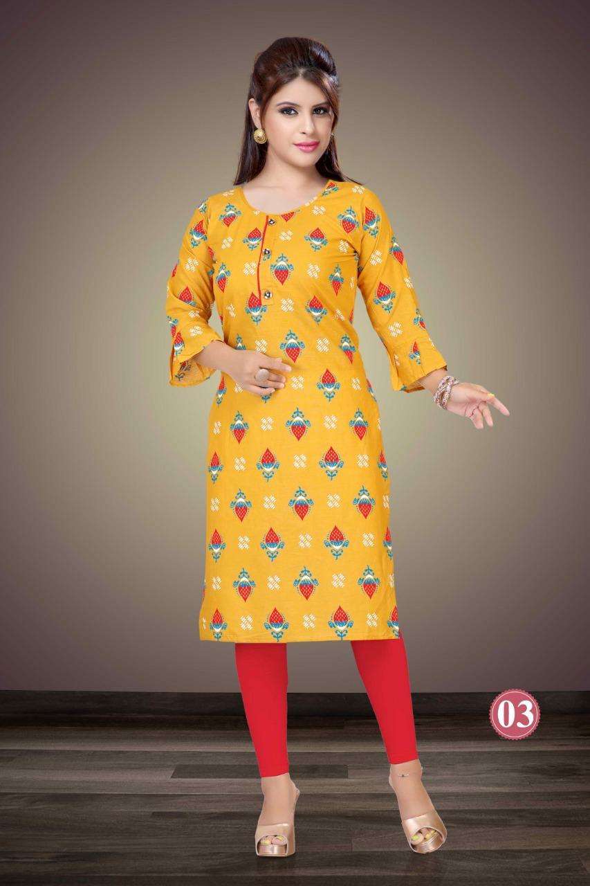 NEHA VOL-13 BY TRENDY 01 TO 04 SERIES DESIGNER STYLISH FANCY COLORFUL BEAUTIFUL PARTY WEAR & ETHNIC WEAR COLLECTION COTTON PRINT KURTIS AT WHOLESALE PRICE
