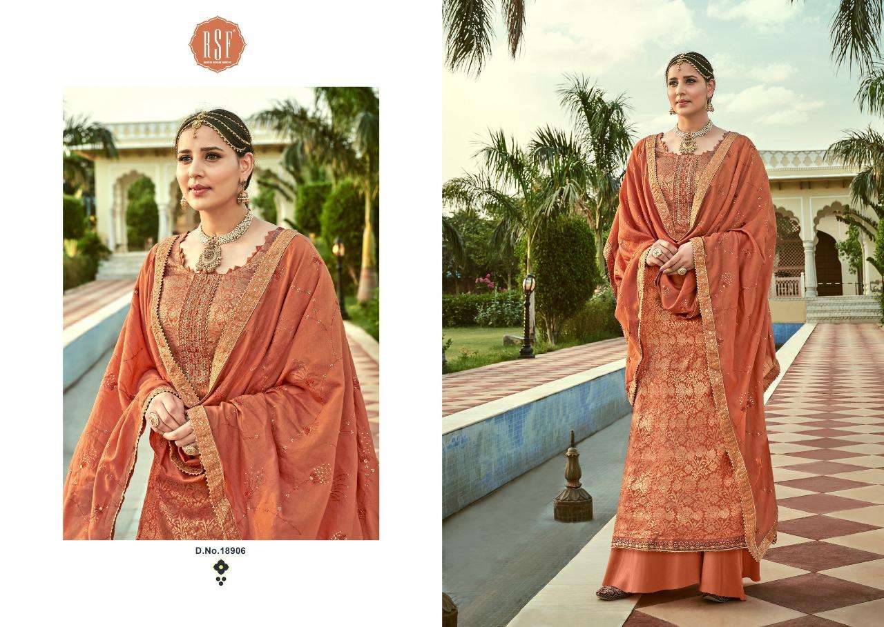 SWAG VOL-7 BY RIDDHI SIDDHI FASHION 18901 TO 18906 SERIES BEAUTIFUL STYLISH SHARARA SUITS FANCY COLORFUL CASUAL WEAR & ETHNIC WEAR & READY TO WEAR PURE SILK JACQAURD EMBROIDERED DRESSES AT WHOLESALE PRICE