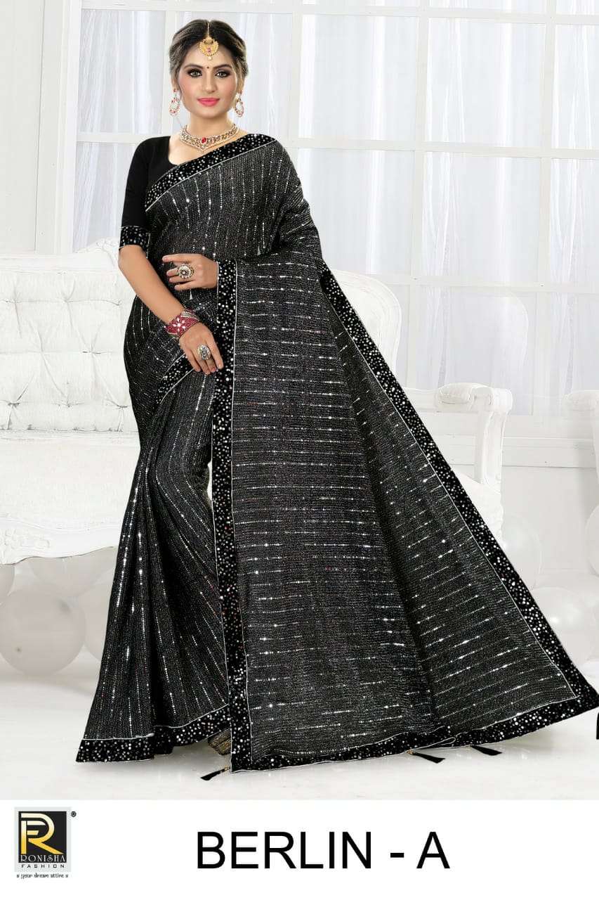 BERLIN BY RONISHA FASHION A TO D SERIES INDIAN TRADITIONAL WEAR COLLECTION BEAUTIFUL STYLISH FANCY COLORFUL PARTY WEAR & OCCASIONAL WEAR LYCRA SAREES AT WHOLESALE PRICE