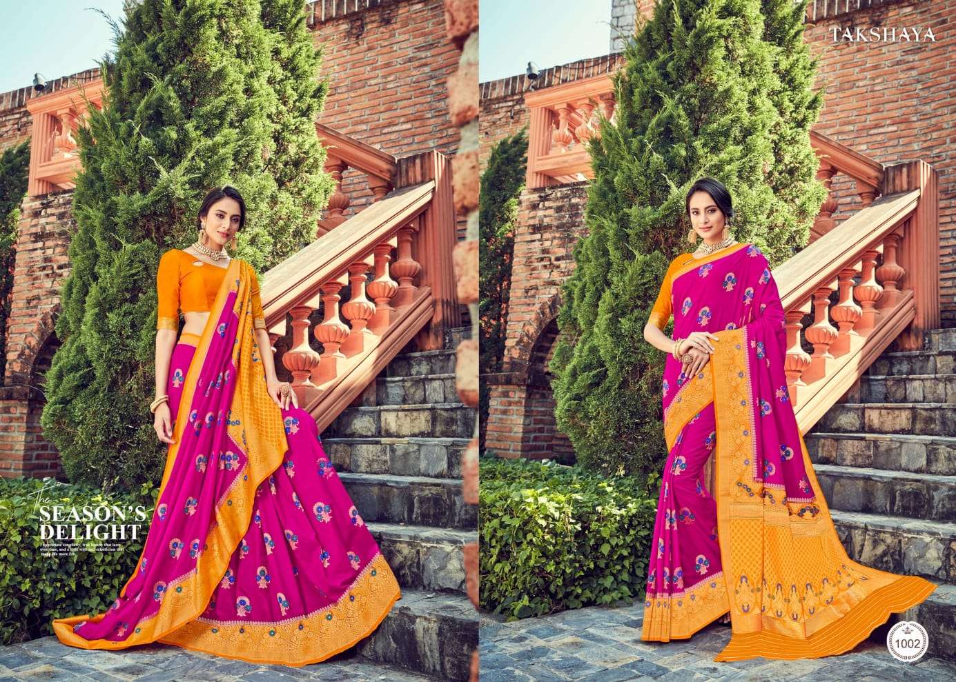 AALOKI BY TAKSHAYA 1001 TO 1006 SERIES INDIAN TRADITIONAL WEAR COLLECTION BEAUTIFUL STYLISH FANCY COLORFUL PARTY WEAR & OCCASIONAL WEAR SILK SAREES AT WHOLESALE PRICE