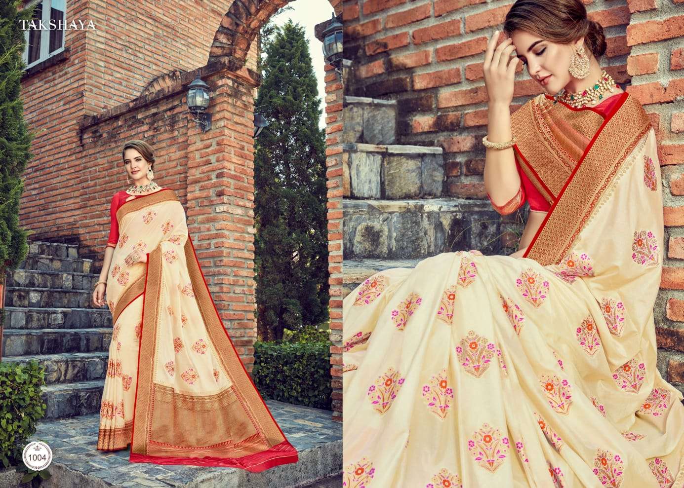 AALOKI BY TAKSHAYA 1001 TO 1006 SERIES INDIAN TRADITIONAL WEAR COLLECTION BEAUTIFUL STYLISH FANCY COLORFUL PARTY WEAR & OCCASIONAL WEAR SILK SAREES AT WHOLESALE PRICE