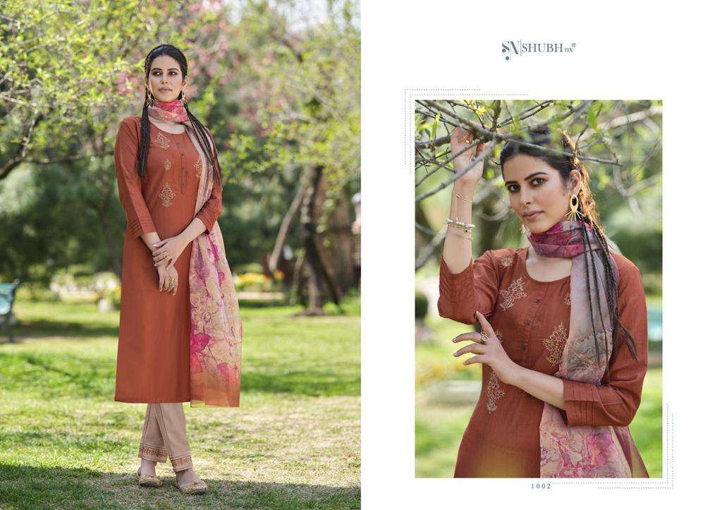 KELLY BY SHUBH NX 1001 TO 1006 SERIES BEAUTIFUL SUITS COLORFUL STYLISH FANCY CASUAL WEAR & ETHNIC WEAR CHINNON EMBROIDERED DRESSES AT WHOLESALE PRICE