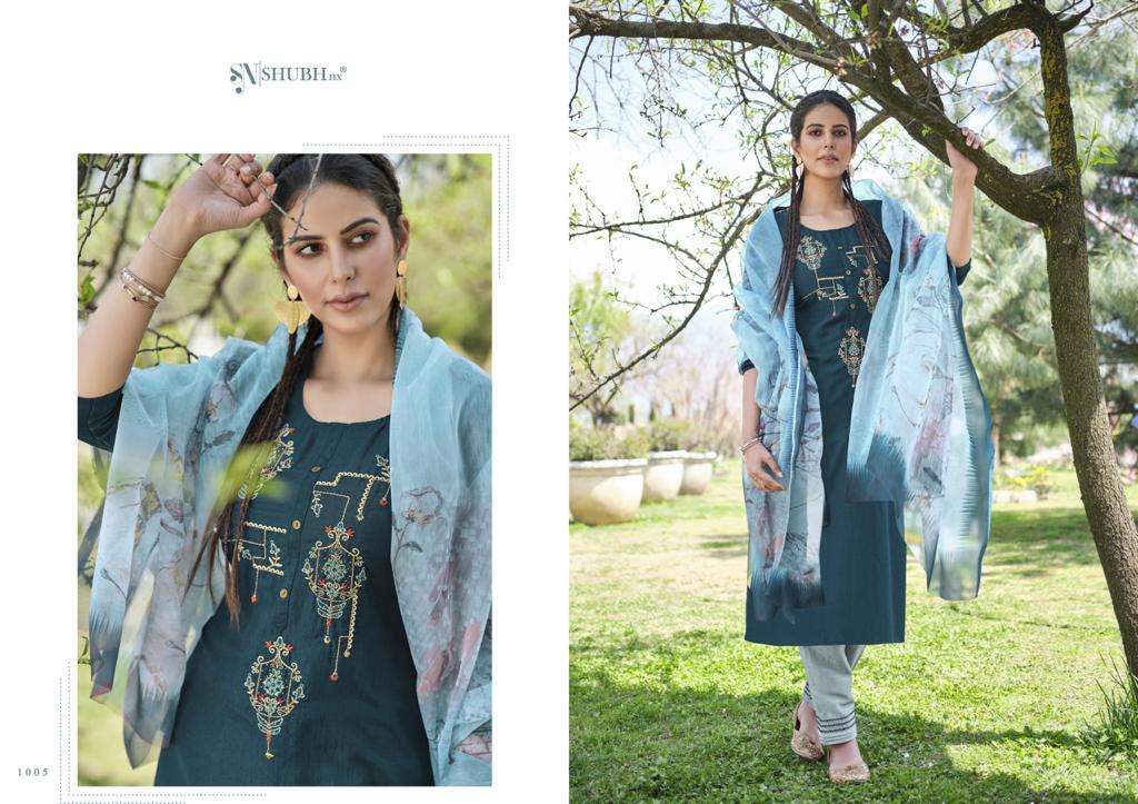 KELLY BY SHUBH NX 1001 TO 1006 SERIES BEAUTIFUL SUITS COLORFUL STYLISH FANCY CASUAL WEAR & ETHNIC WEAR CHINNON EMBROIDERED DRESSES AT WHOLESALE PRICE
