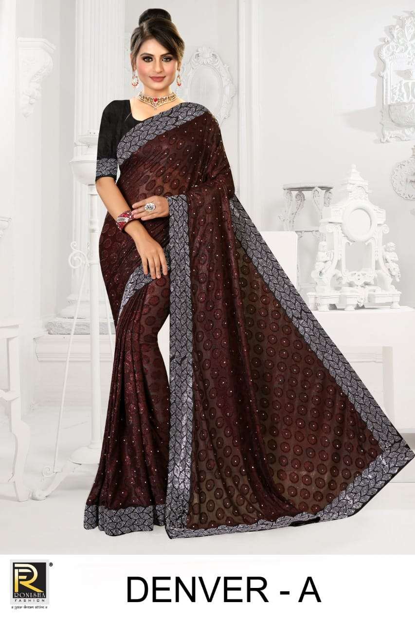 DENVER BY RONISHA FASHION A TO D SERIES INDIAN TRADITIONAL WEAR COLLECTION BEAUTIFUL STYLISH FANCY COLORFUL PARTY WEAR & OCCASIONAL WEAR BRASSO SAREES AT WHOLESALE PRICE