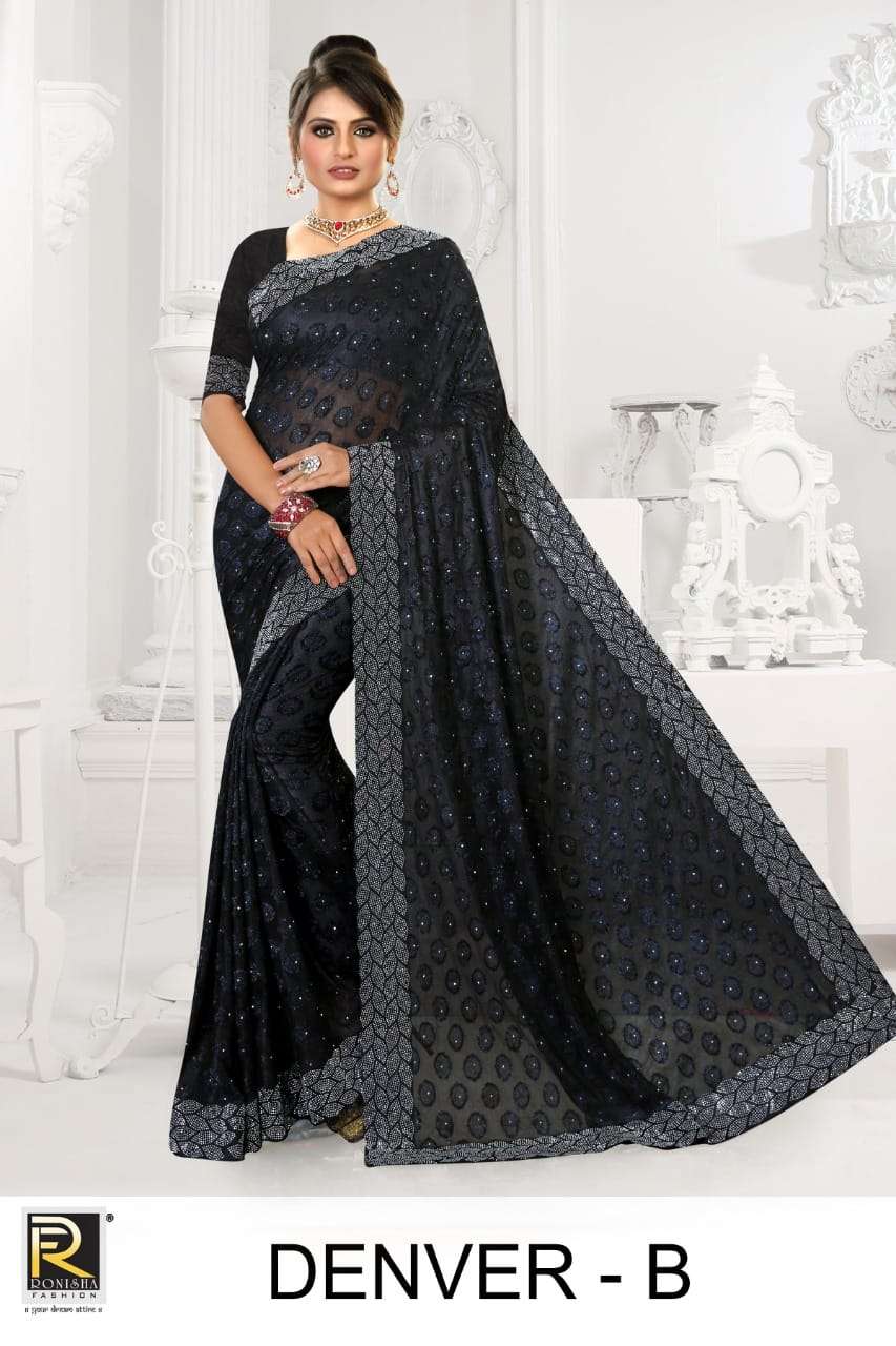 DENVER BY RONISHA FASHION A TO D SERIES INDIAN TRADITIONAL WEAR COLLECTION BEAUTIFUL STYLISH FANCY COLORFUL PARTY WEAR & OCCASIONAL WEAR BRASSO SAREES AT WHOLESALE PRICE
