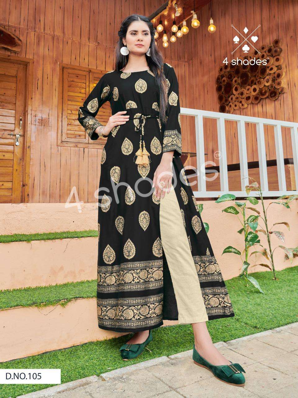 UN DEKHI BY 4 SHADES 101 TO 106 SERIES DESIGNER STYLISH FANCY COLORFUL BEAUTIFUL PARTY WEAR & ETHNIC WEAR COLLECTION RAYON PRINT KURTIS AT WHOLESALE PRICE
