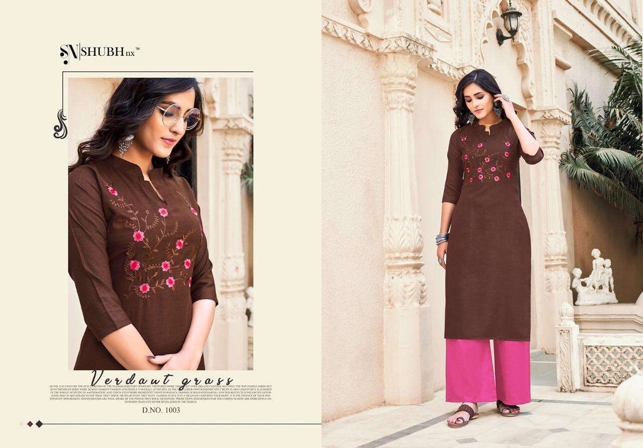 SUPER PLAZO BY SHUBH NX 1001 TO 1010 SERIES DESIGNER STYLISH FANCY COLORFUL BEAUTIFUL PARTY WEAR & ETHNIC WEAR COLLECTION RAYON SLUB EMBROIDERY KURTIS WITH BOTTOM AT WHOLESALE PRICE