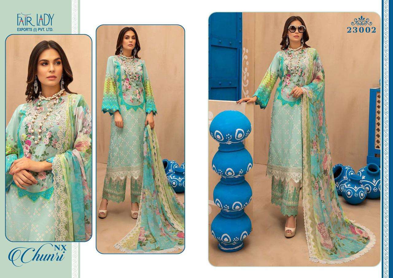 CHUNRI HITLIST COLLECTION BY FAIR LADY 23001 TO 23002 SERIES PAKISTANI SUITS BEAUTIFUL FANCY COLORFUL STYLISH PARTY WEAR & OCCASIONAL WEAR LAWN COTTON PRINT WITH EMBROIDERY DRESSES AT WHOLESALE PRICE