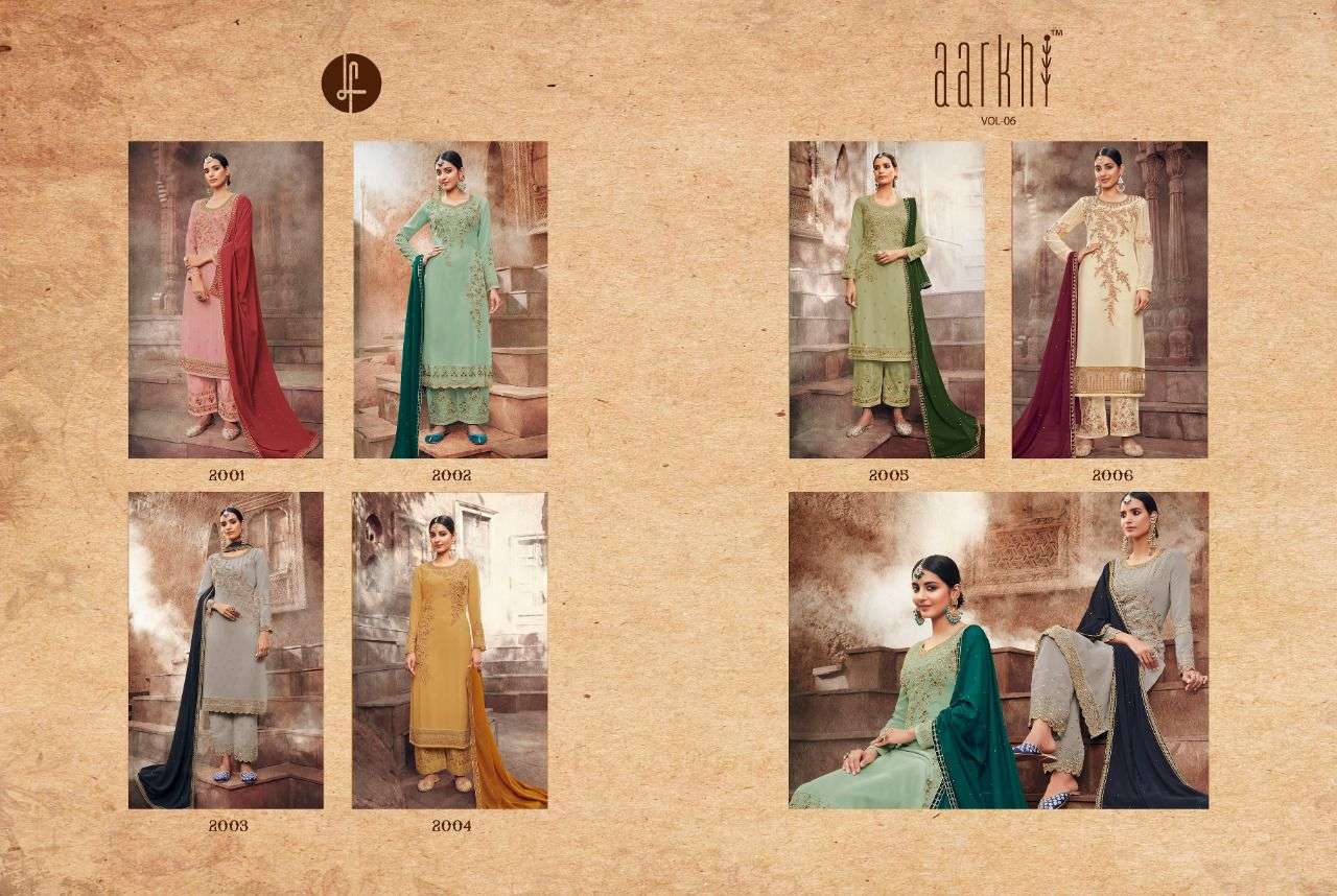 AARKHI VOL-6 BY LEO FASHION 2001 TO 2006 SERIES BEAUTIFUL SUITS COLORFUL STYLISH FANCY CASUAL WEAR & ETHNIC WEAR GEORGETTE EMBROIDERED DRESSES AT WHOLESALE PRICE