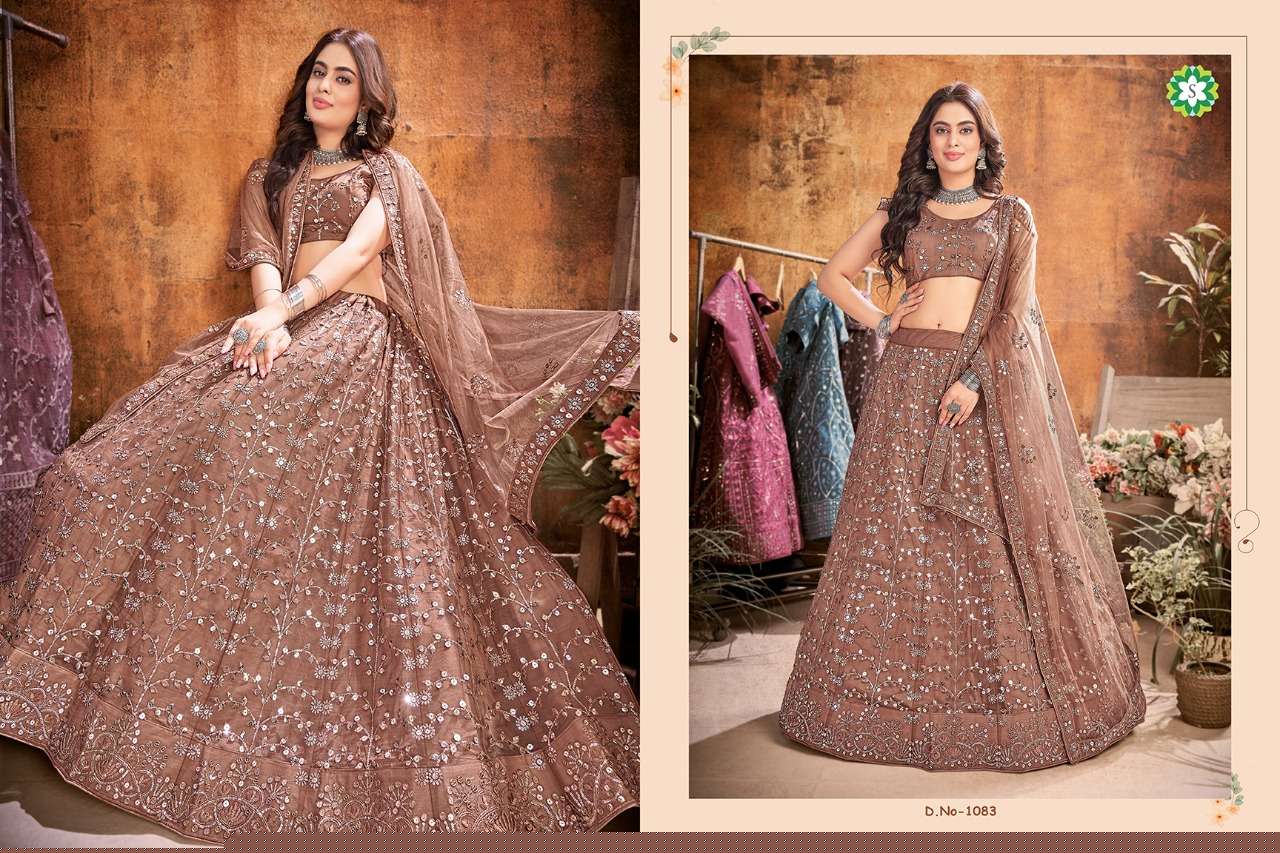 NIVA BY SHEE STAR 1080 TO 1084 SERIES BEAUTIFUL COLORFUL FANCY WEDDING COLLECTION OCCASIONAL WEAR & PARTY WEAR SOFT NET LEHENGAS AT WHOLESALE PRICE