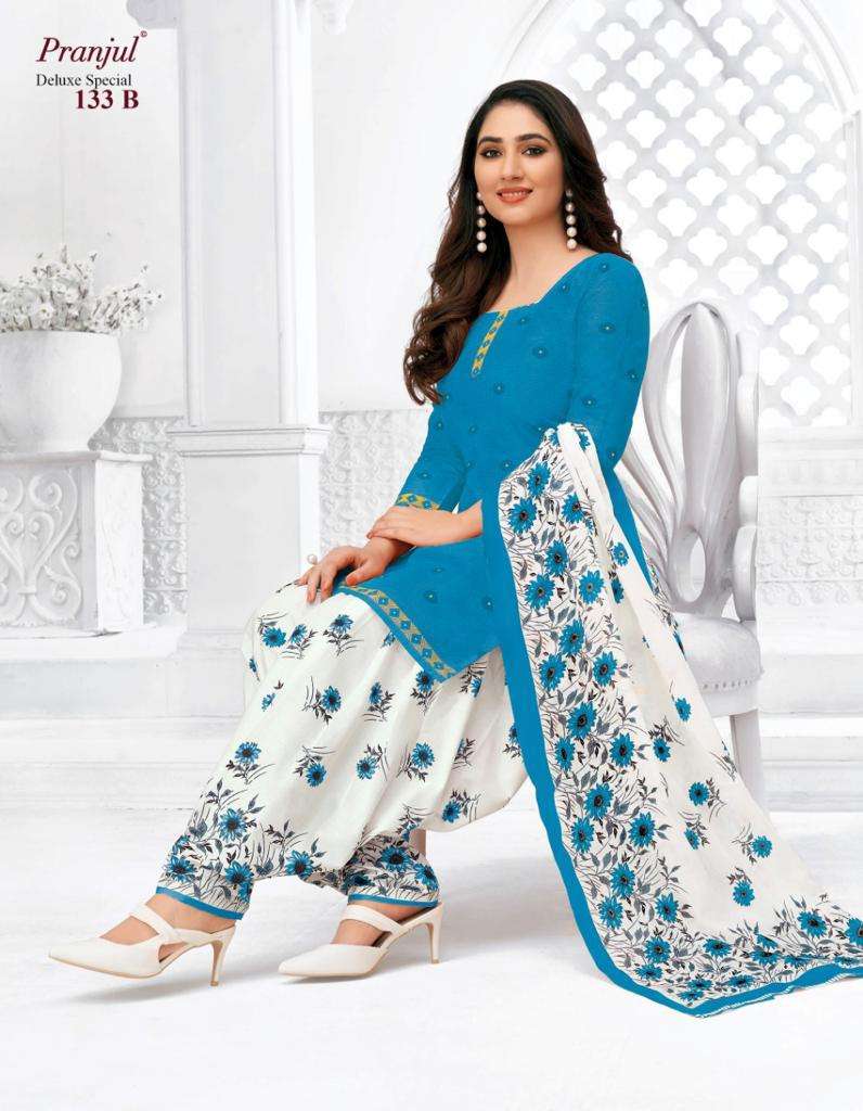 DELUXE SPECIAL BY PRANJUL FASHION 133 TO 133-C SERIES DESIGNER SUITS STYLISH DESIGNER COLORFUL FANCY BEAUTIFUL PARTY WEAR & ETHNIC WEAR PURE COTTON PRINTED DRESSES AT WHOLESALE PRICE