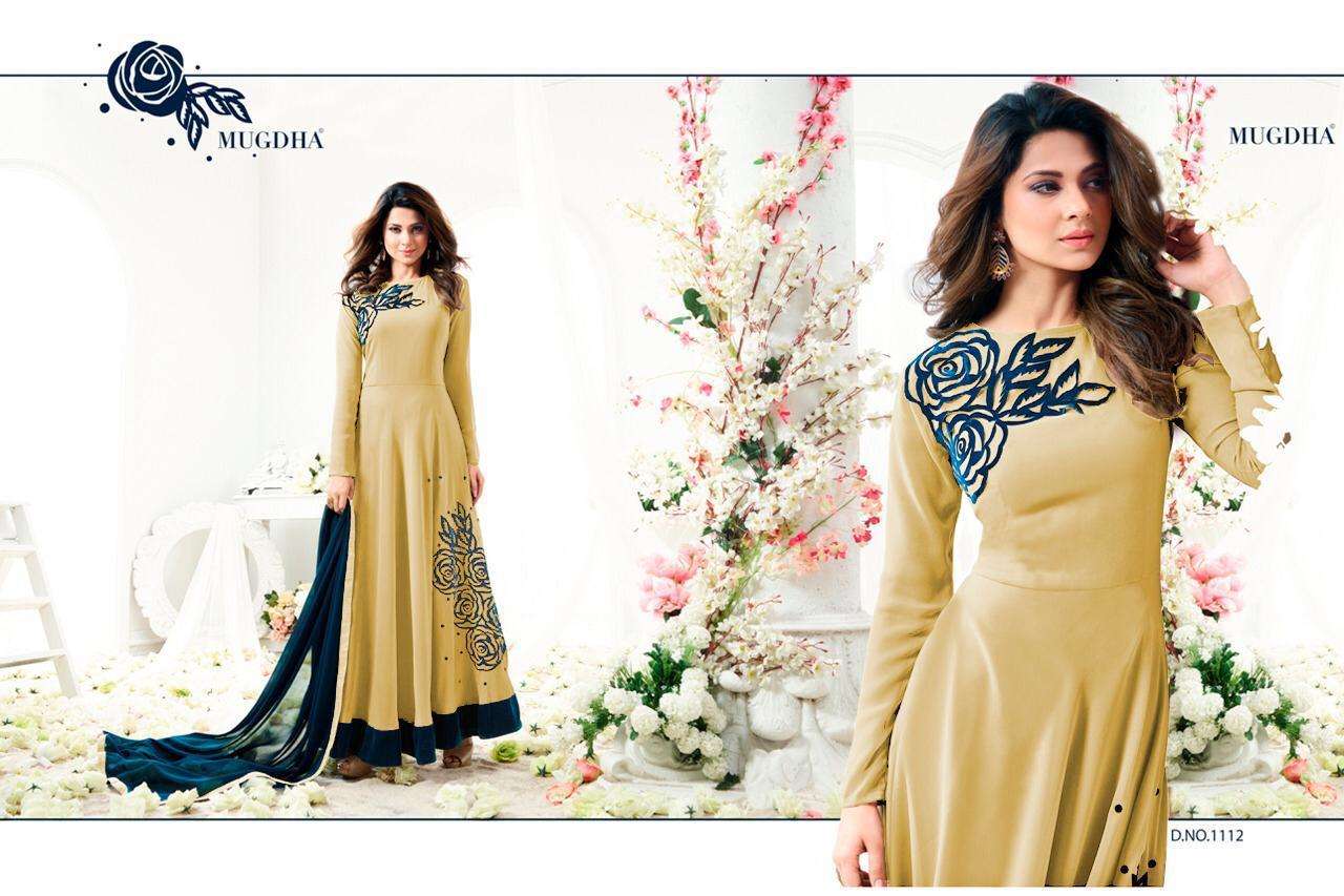 MUGDHA HIT DESIGN 1112 BY MUGDHA DESIGNER ANARKALI SUITS STYLISH DESIGNER COLORFUL FANCY BEAUTIFUL PARTY WEAR & ETHNIC WEAR HEAVY GEORGETTE EMBROIDERED DRESSES AT WHOLESALE PRICE