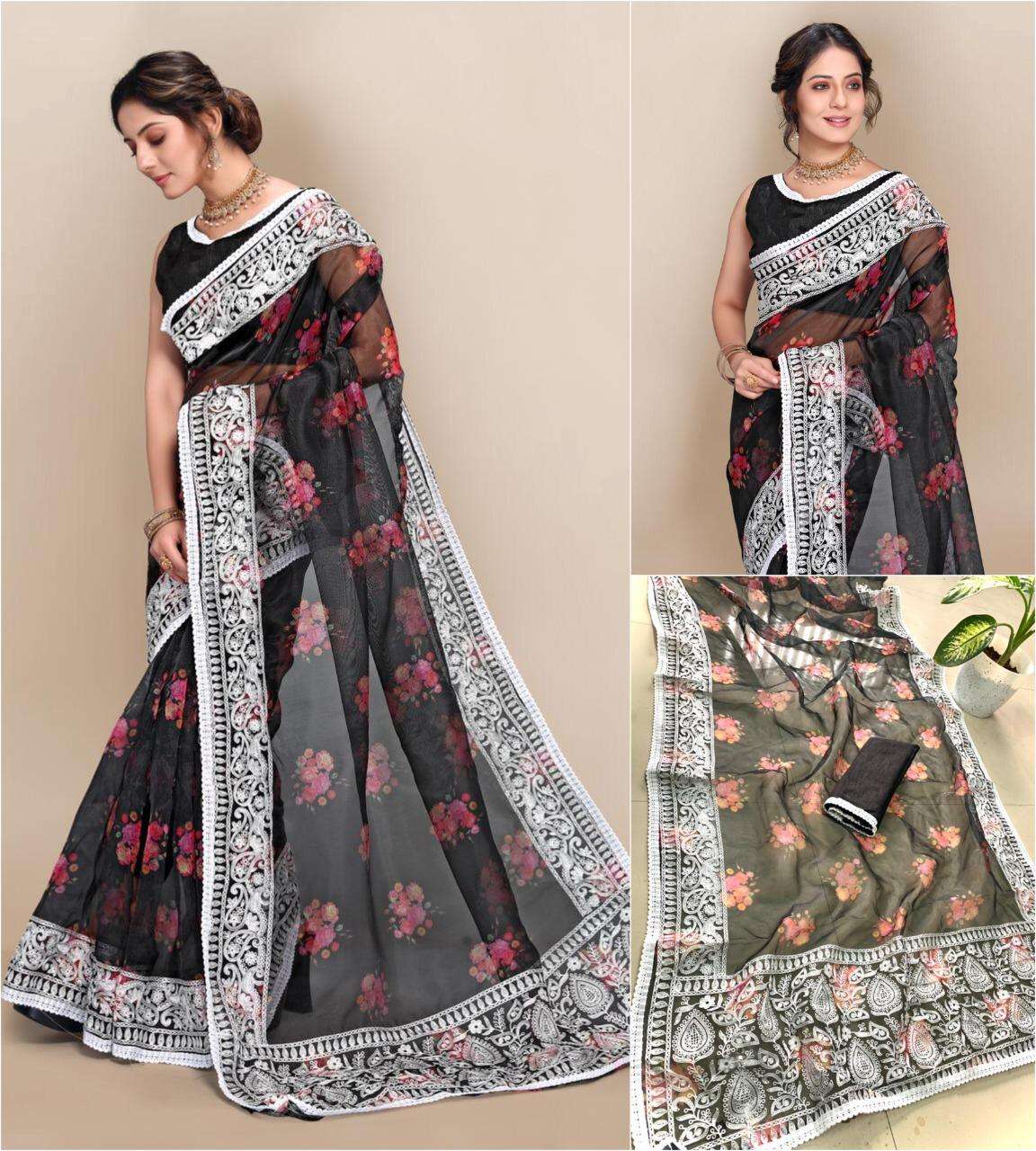 SLYVIE BY INDO VASTRA 01 TO 04 SERIES INDIAN TRADITIONAL WEAR COLLECTION BEAUTIFUL STYLISH FANCY COLORFUL PARTY WEAR & OCCASIONAL WEAR ORGANZA SAREES AT WHOLESALE PRICE