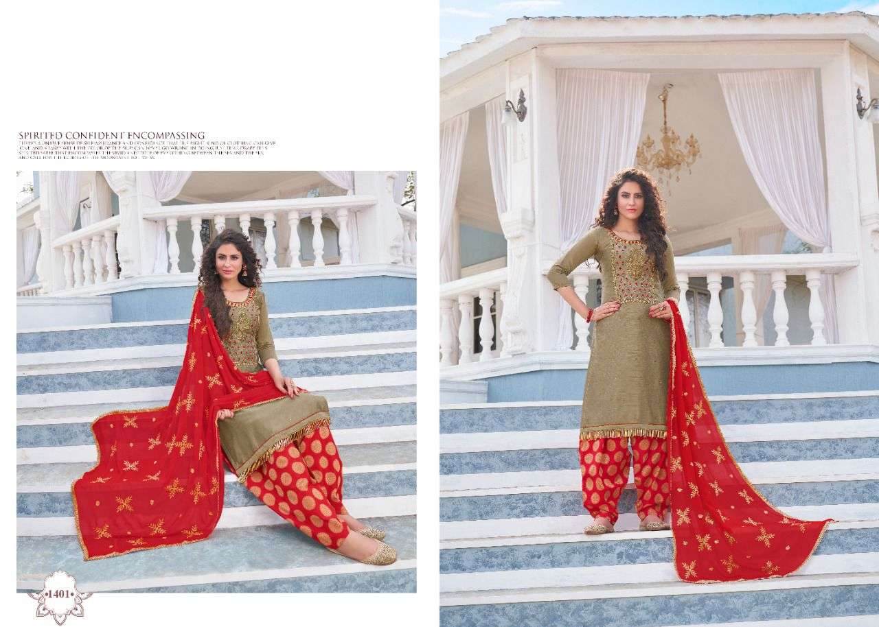 MAHEK BY UTSAV SUITS 1401 TO 1406 SERIES BEAUTIFUL STYLISH PATIYALA SUITS FANCY COLORFUL CASUAL WEAR & ETHNIC WEAR & READY TO WEAR COTTON SATIN DRESSES AT WHOLESALE PRICE