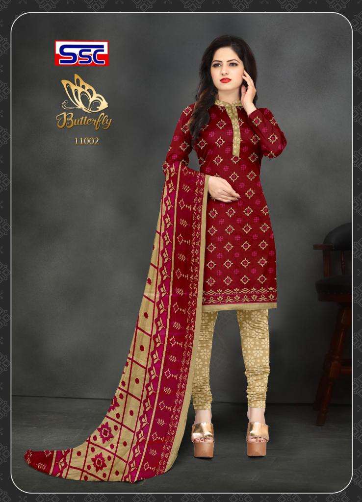 BUTTERFLY BY SHREE SHANTI CREATION 11001 TO 11012 SERIES BEAUTIFUL SUITS COLORFUL STYLISH FANCY CASUAL WEAR & ETHNIC WEAR MICRO PRINT DRESSES AT WHOLESALE PRICE