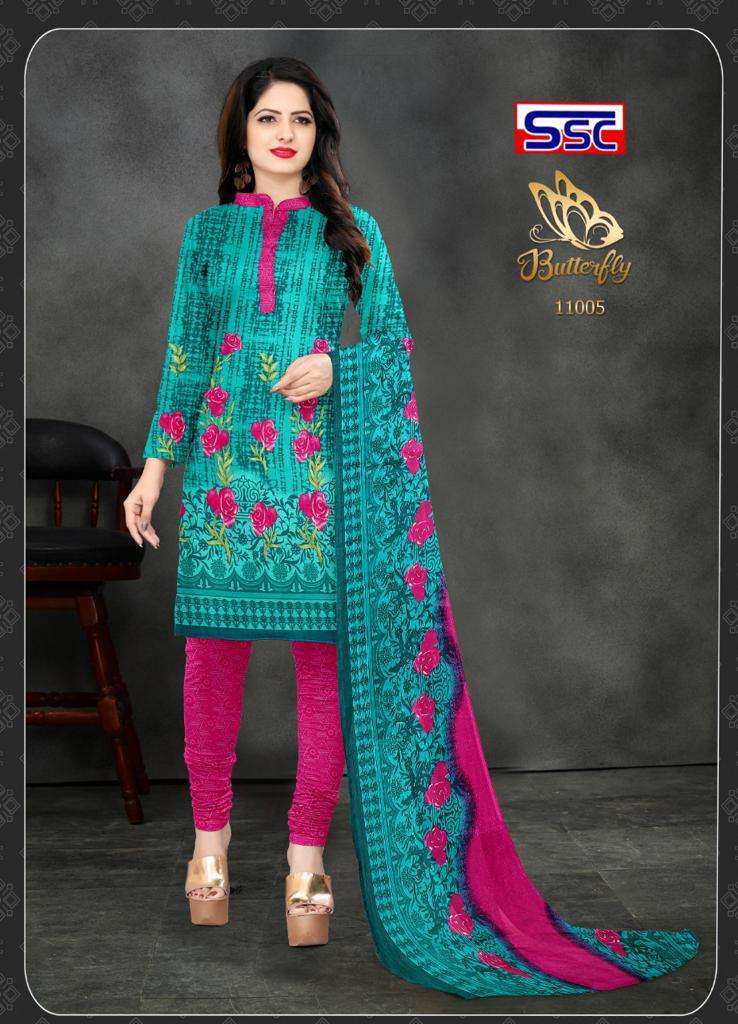 BUTTERFLY BY SHREE SHANTI CREATION 11001 TO 11012 SERIES BEAUTIFUL SUITS COLORFUL STYLISH FANCY CASUAL WEAR & ETHNIC WEAR MICRO PRINT DRESSES AT WHOLESALE PRICE