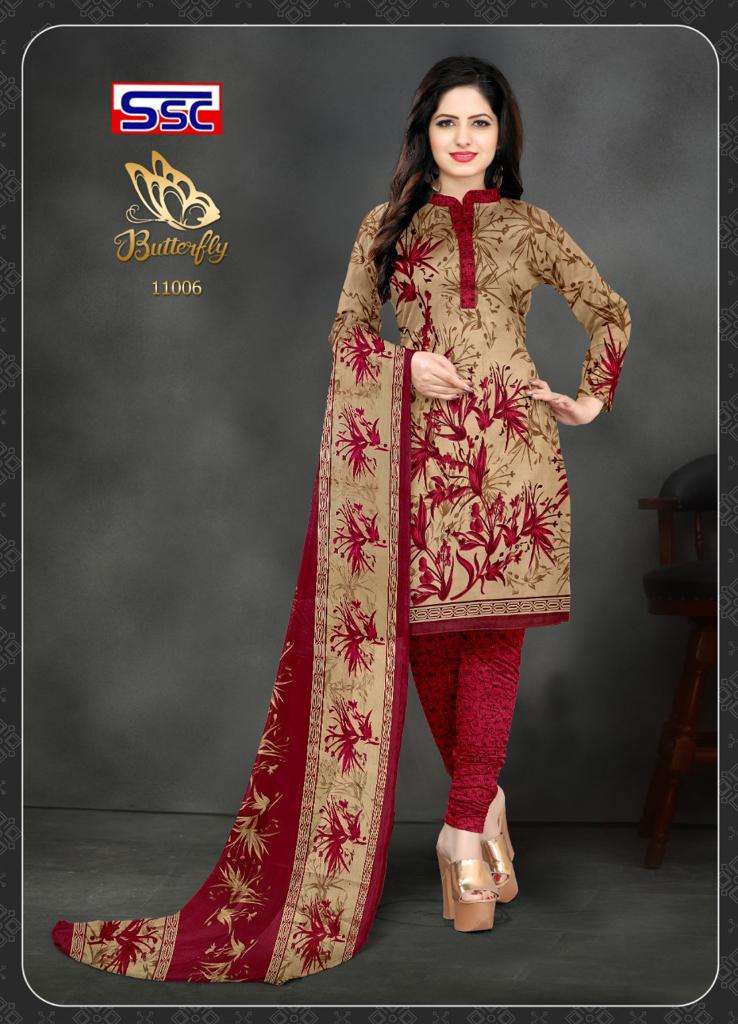 BUTTERFLY BY SHREE SHANTI CREATION 11001 TO 11012 SERIES BEAUTIFUL SUITS COLORFUL STYLISH FANCY CASUAL WEAR & ETHNIC WEAR MICRO PRINT DRESSES AT WHOLESALE PRICE
