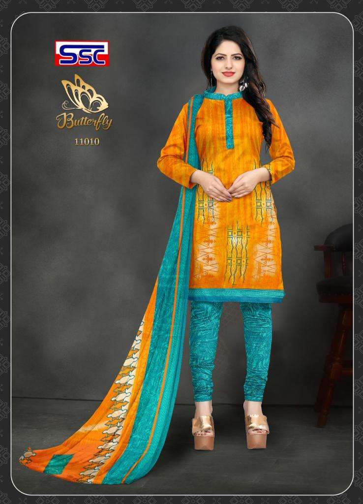 BUTTERFLY BY SHREE SHANTI CREATION 11001 TO 11012 SERIES BEAUTIFUL SUITS COLORFUL STYLISH FANCY CASUAL WEAR & ETHNIC WEAR MICRO PRINT DRESSES AT WHOLESALE PRICE
