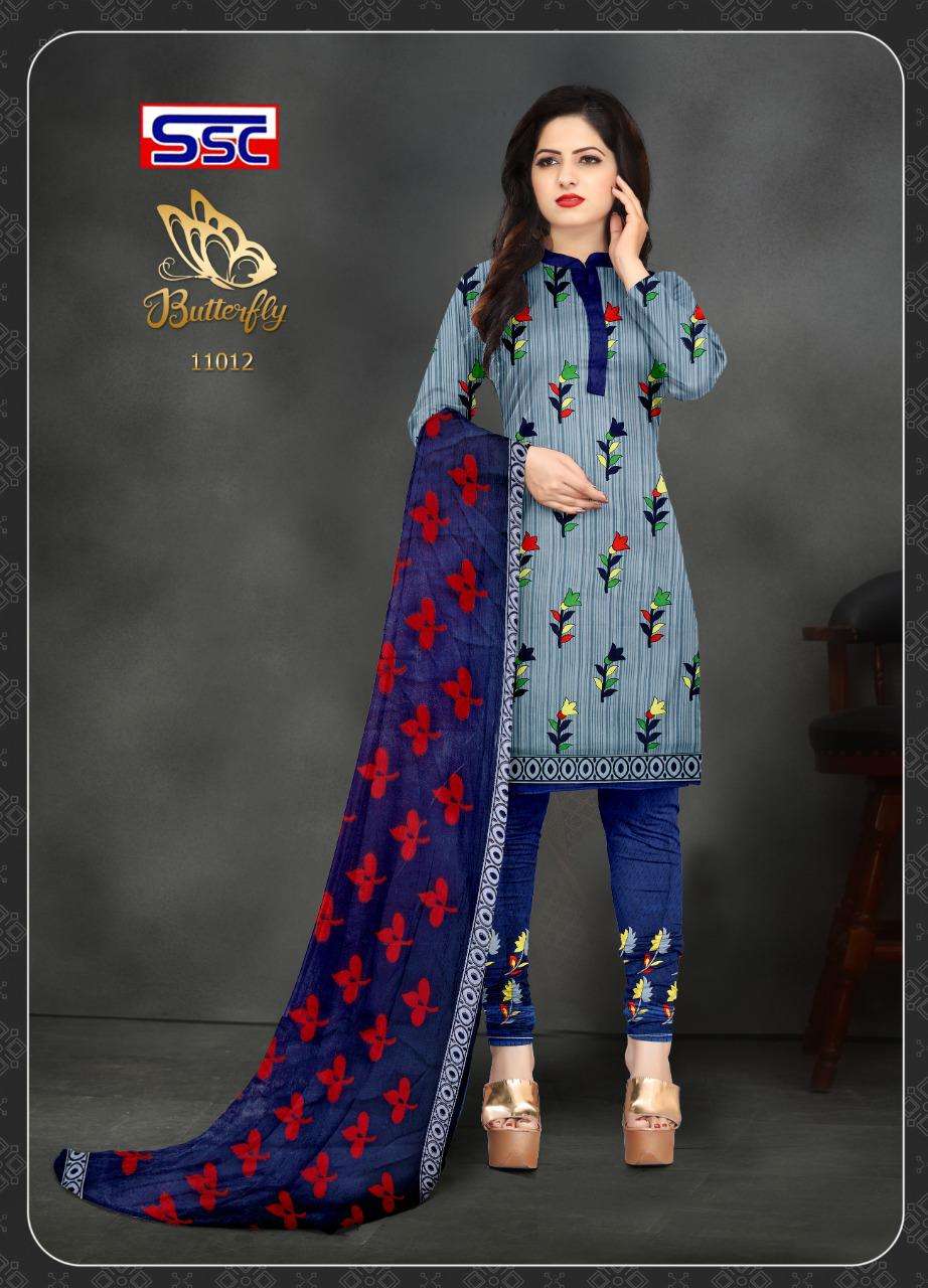 BUTTERFLY BY SHREE SHANTI CREATION 11001 TO 11012 SERIES BEAUTIFUL SUITS COLORFUL STYLISH FANCY CASUAL WEAR & ETHNIC WEAR MICRO PRINT DRESSES AT WHOLESALE PRICE
