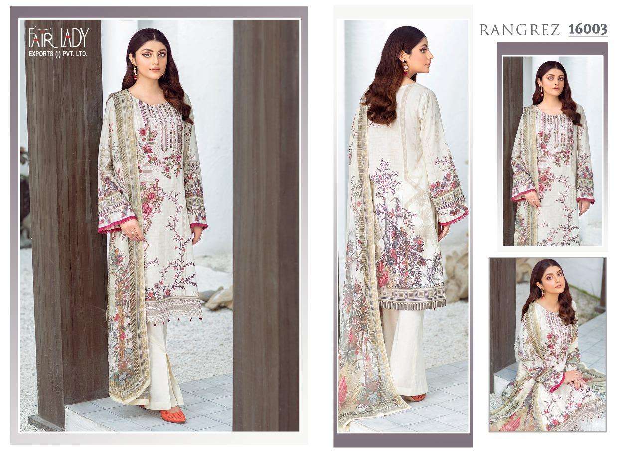 RANGREZ BY FAIR LADY 16001 TO 16006 SERIES DESIGNER PAKISTANI SUITS COLLECTION BEAUTIFUL STYLISH COLORFUL FANCY PARTY WEAR & OCCASIONAL WEAR LAWN COTTON DIGITAL PRINT WITH EMBROIDERY DRESSES AT WHOLESALE PRICE