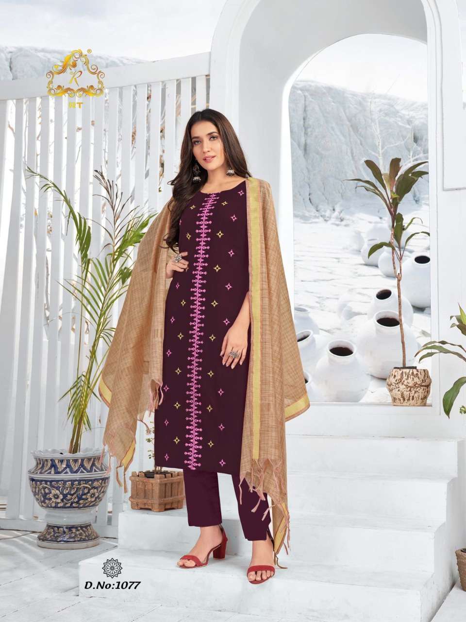 NARI VOL-12 BY RT 1072 TO 1077 SERIES DESIGNER STYLISH FANCY COLORFUL BEAUTIFUL PARTY WEAR & ETHNIC WEAR COLLECTION RAYON SLUB KURTIS WITH DUPATTA AT WHOLESALE PRICE