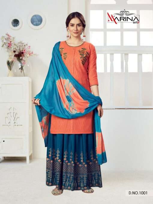 FASHION LABEL VOL-1 BY MARINA ARTS 1001 TO 1008 SERIES BEAUTIFUL SUITS COLORFUL STYLISH FANCY CASUAL WEAR & ETHNIC WEAR HEAVY HANDLOOM COTTON DRESSES AT WHOLESALE PRICE
