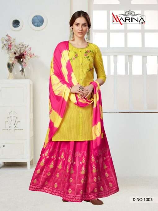 FASHION LABEL VOL-1 BY MARINA ARTS 1001 TO 1008 SERIES BEAUTIFUL SUITS COLORFUL STYLISH FANCY CASUAL WEAR & ETHNIC WEAR HEAVY HANDLOOM COTTON DRESSES AT WHOLESALE PRICE