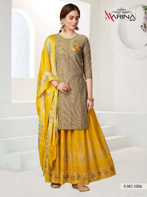 FASHION LABEL VOL-1 BY MARINA ARTS 1001 TO 1008 SERIES BEAUTIFUL SUITS COLORFUL STYLISH FANCY CASUAL WEAR & ETHNIC WEAR HEAVY HANDLOOM COTTON DRESSES AT WHOLESALE PRICE
