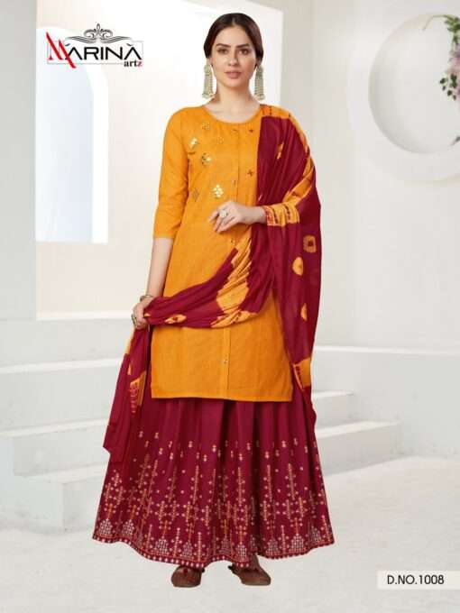 FASHION LABEL VOL-1 BY MARINA ARTS 1001 TO 1008 SERIES BEAUTIFUL SUITS COLORFUL STYLISH FANCY CASUAL WEAR & ETHNIC WEAR HEAVY HANDLOOM COTTON DRESSES AT WHOLESALE PRICE