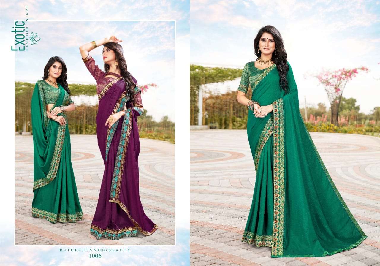 UNLIMITED BY RANJNA 1001 TO 1008 SERIES INDIAN TRADITIONAL WEAR COLLECTION BEAUTIFUL STYLISH FANCY COLORFUL PARTY WEAR & OCCASIONAL WEAR VICHITRA SILK SAREES AT WHOLESALE PRICE