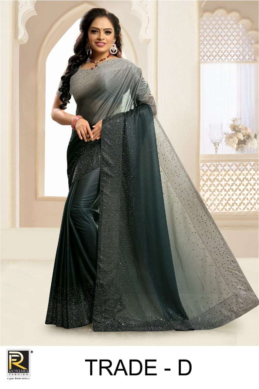 TRADE BY RONISHA FASHION A TO F SERIES INDIAN TRADITIONAL WEAR COLLECTION BEAUTIFUL STYLISH FANCY COLORFUL PARTY WEAR & OCCASIONAL WEAR IMPORTED LYCRA SAREES AT WHOLESALE PRICE
