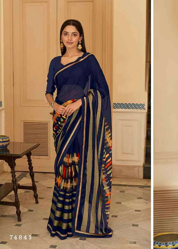 MAUSAM BY ANTRA 74841 TO 74850 SERIES INDIAN TRADITIONAL WEAR COLLECTION BEAUTIFUL STYLISH FANCY COLORFUL PARTY WEAR & OCCASIONAL WEAR GEORGETTE SAREES AT WHOLESALE PRICE