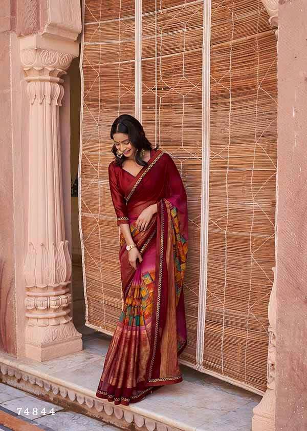 MAUSAM BY ANTRA 74841 TO 74850 SERIES INDIAN TRADITIONAL WEAR COLLECTION BEAUTIFUL STYLISH FANCY COLORFUL PARTY WEAR & OCCASIONAL WEAR GEORGETTE SAREES AT WHOLESALE PRICE