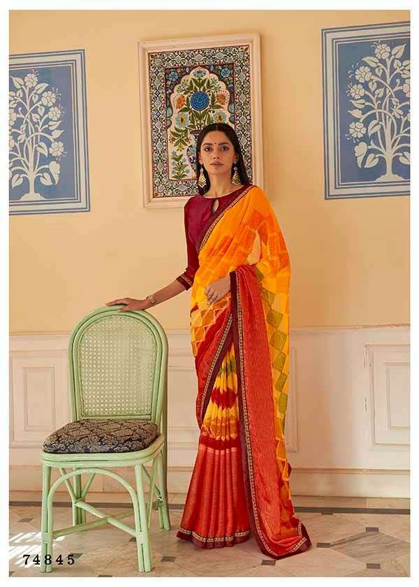 MAUSAM BY ANTRA 74841 TO 74850 SERIES INDIAN TRADITIONAL WEAR COLLECTION BEAUTIFUL STYLISH FANCY COLORFUL PARTY WEAR & OCCASIONAL WEAR GEORGETTE SAREES AT WHOLESALE PRICE