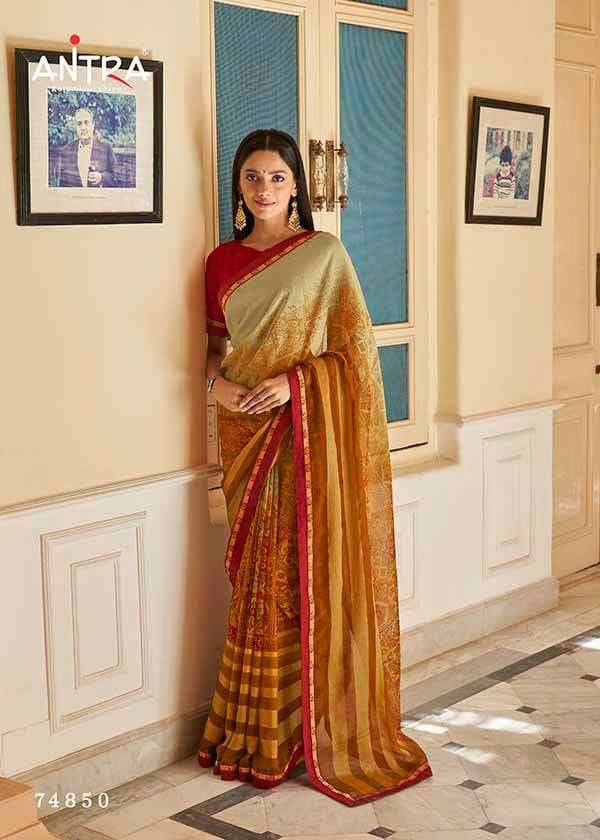 MAUSAM BY ANTRA 74841 TO 74850 SERIES INDIAN TRADITIONAL WEAR COLLECTION BEAUTIFUL STYLISH FANCY COLORFUL PARTY WEAR & OCCASIONAL WEAR GEORGETTE SAREES AT WHOLESALE PRICE